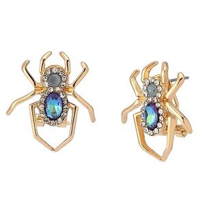 Betsey Johnson Halloween Crystal Spider Earrings New In Box